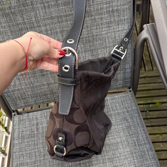 COACH F15067 Vintage Y2K Black Monogram Canvas Crossbody Bag - Picture 9 of 10